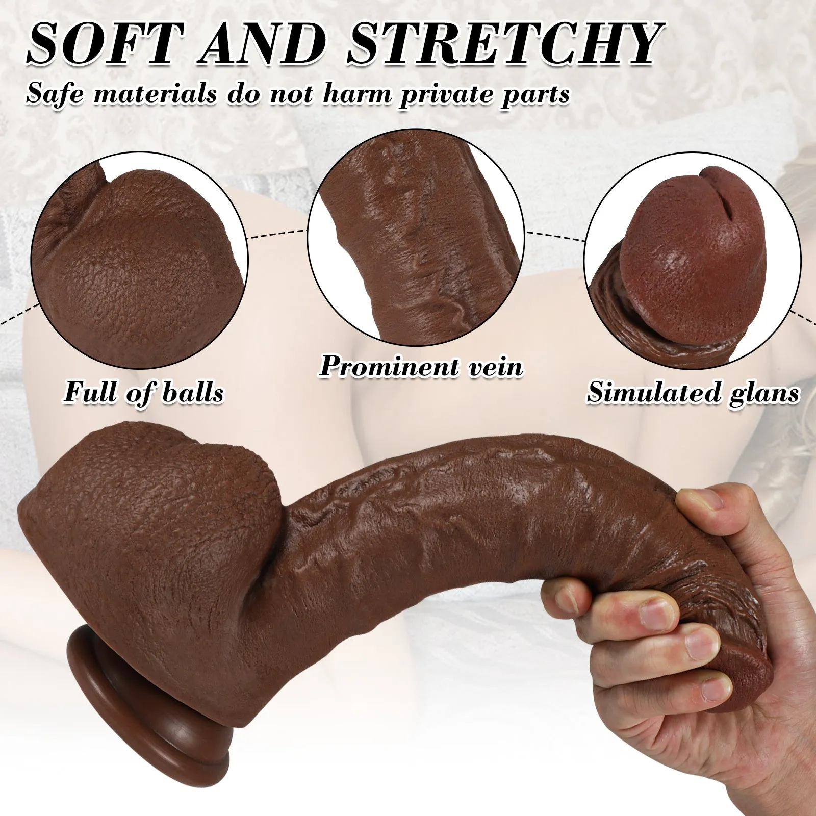 11-Inch Realistic Big Black Dildo
