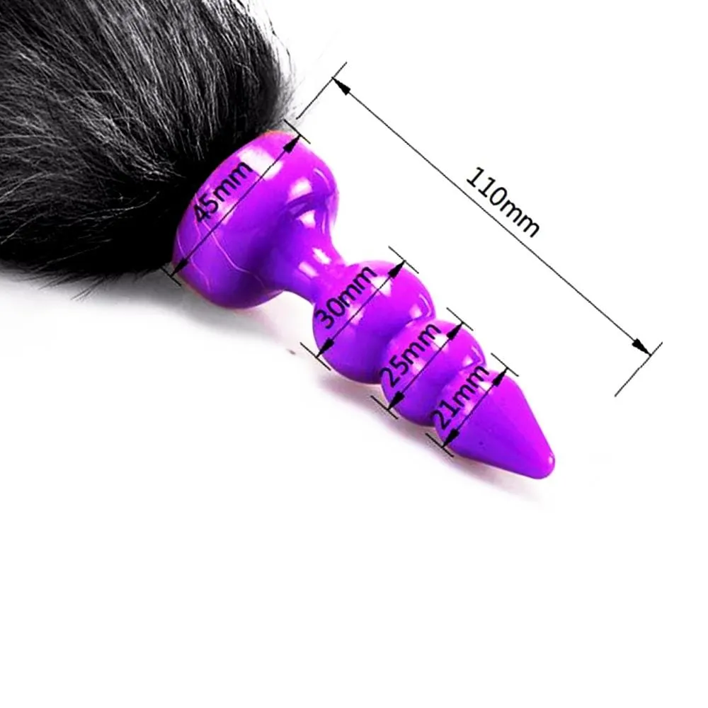 16 Black Cat Tail Silicone Plug