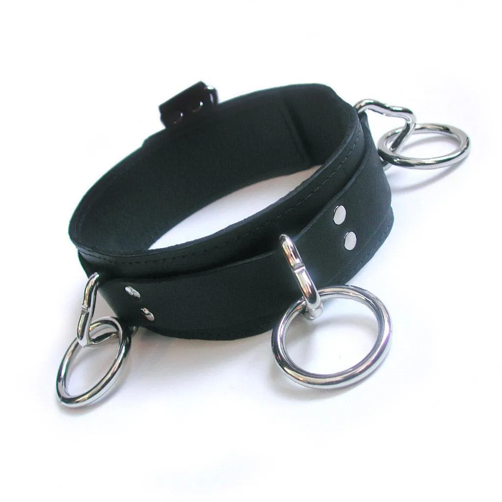 3-Ring Slave Collar w/ Locking Buckle