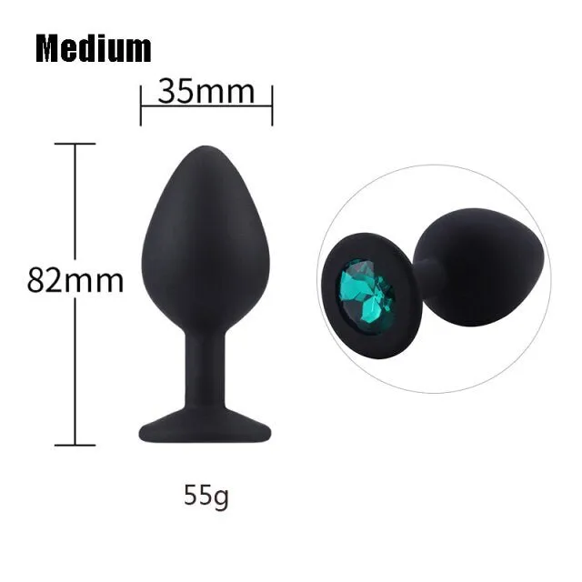 3 sizes 8 Colors Jeweled Silicone Plug