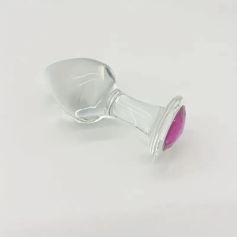 3 Sizes Transparent Glass Pink Head Anal Plug Set Solid Color Hand Wash