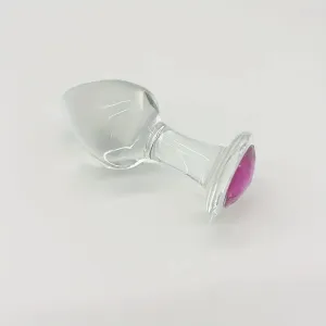3 Sizes Transparent Glass Pink Head Anal Plug Set Solid Color Hand Wash