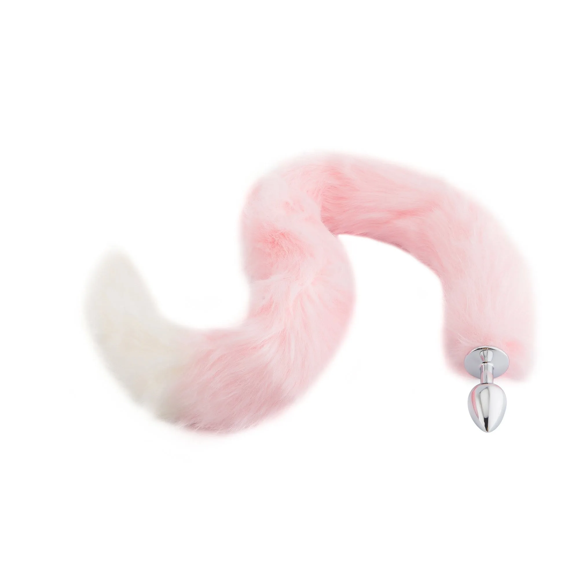 32 Pink With White Fox Tail Plug