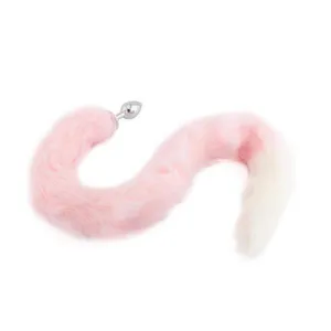 32 Pink With White Fox Tail Plug