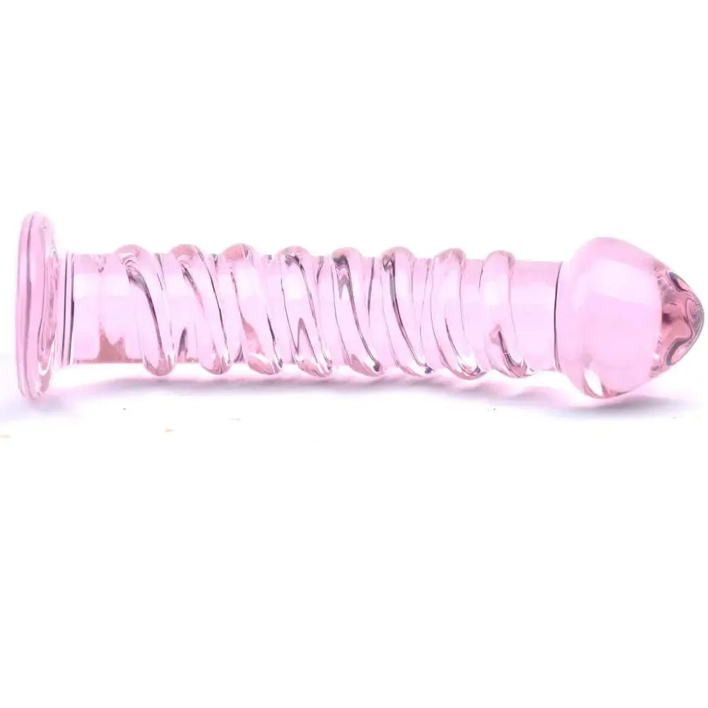 6.1-inch Textured Pink Large Glass Dildo for Her