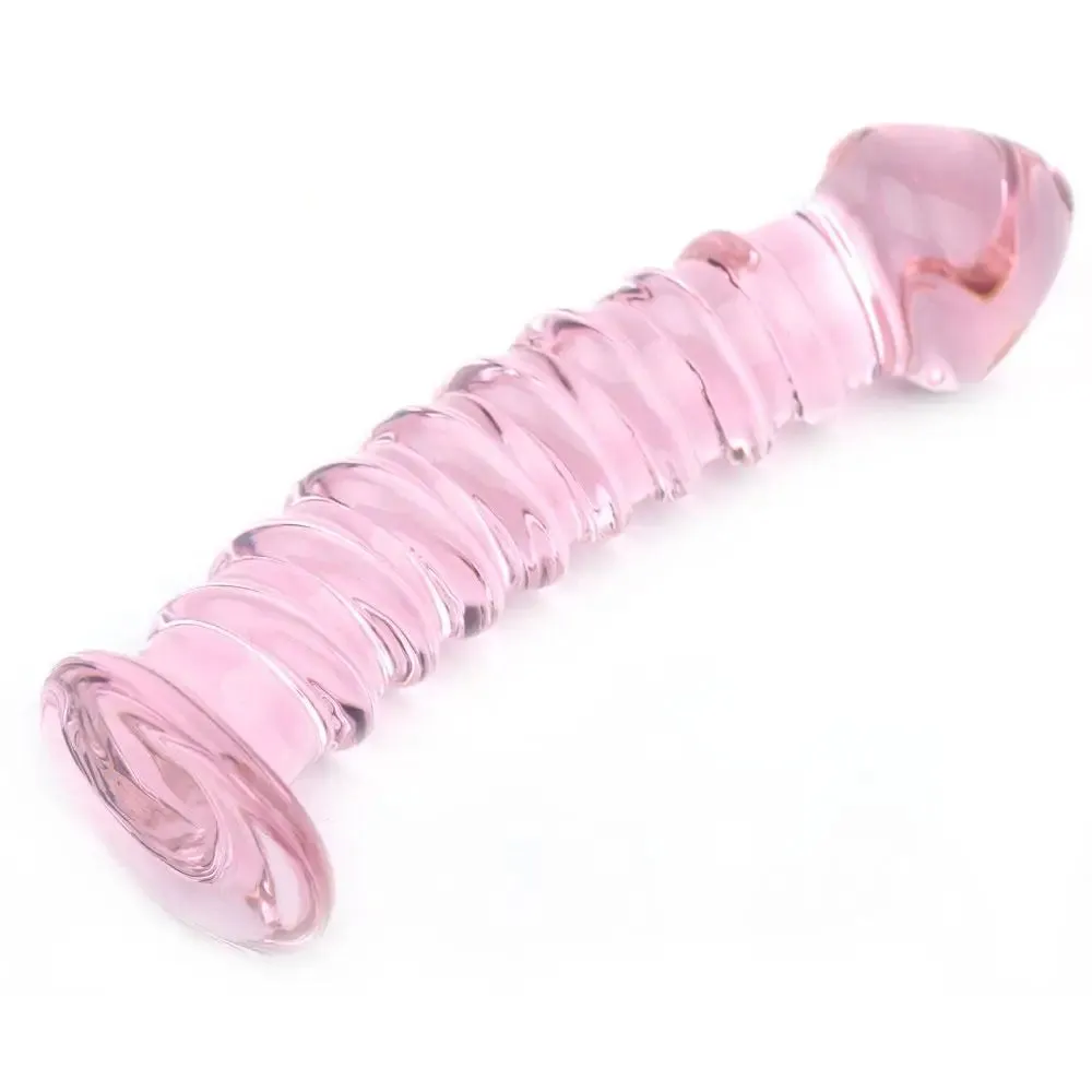 6.1-inch Textured Pink Large Glass Dildo for Her