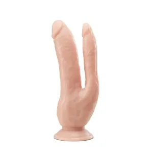8-inch Flesh Pink Dual Penetrating Penis Dildo with Suction Cup