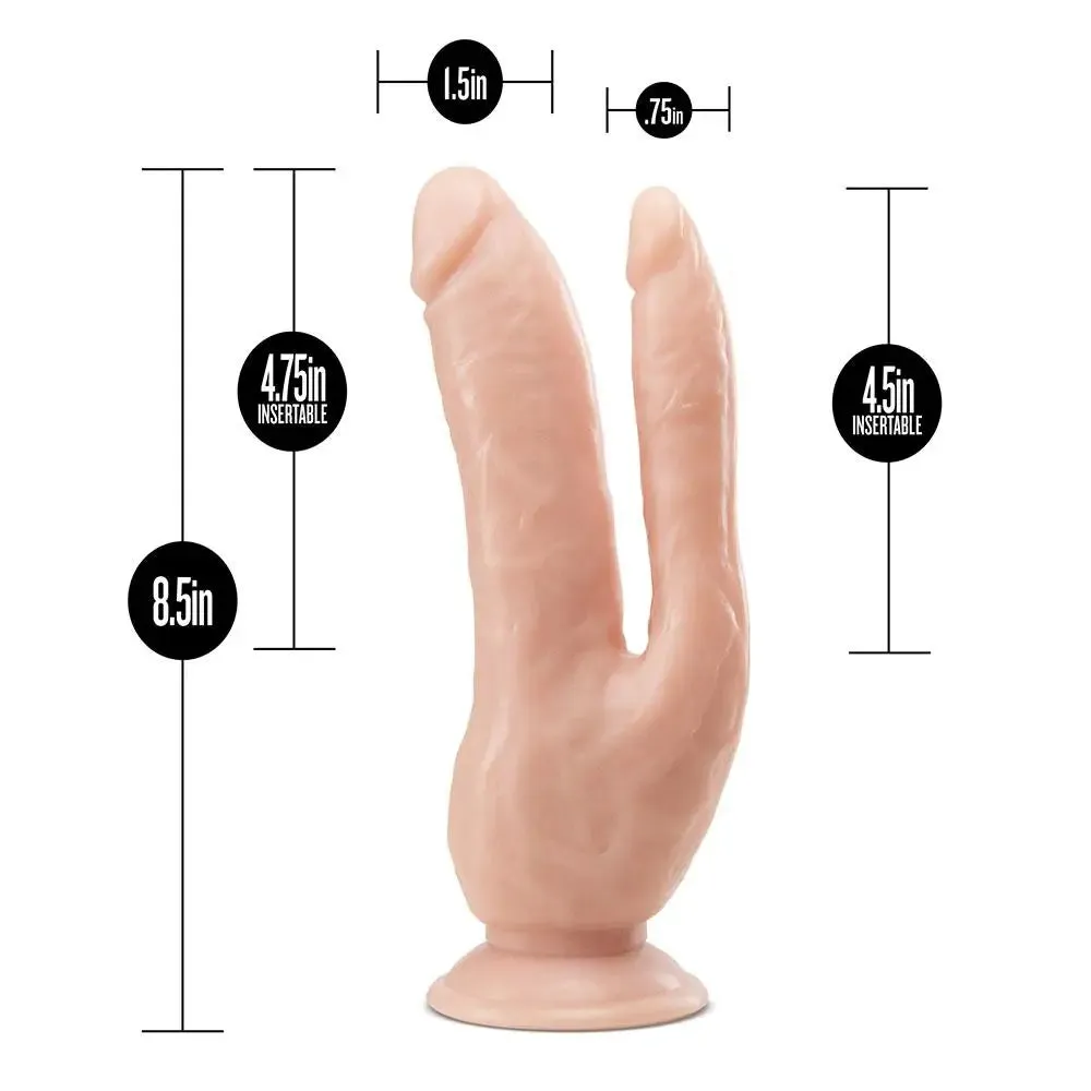8-inch Flesh Pink Dual Penetrating Penis Dildo with Suction Cup