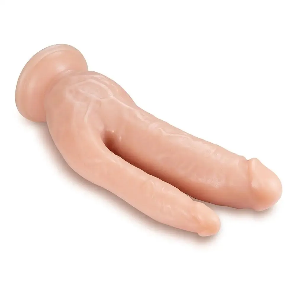 8-inch Flesh Pink Dual Penetrating Penis Dildo with Suction Cup