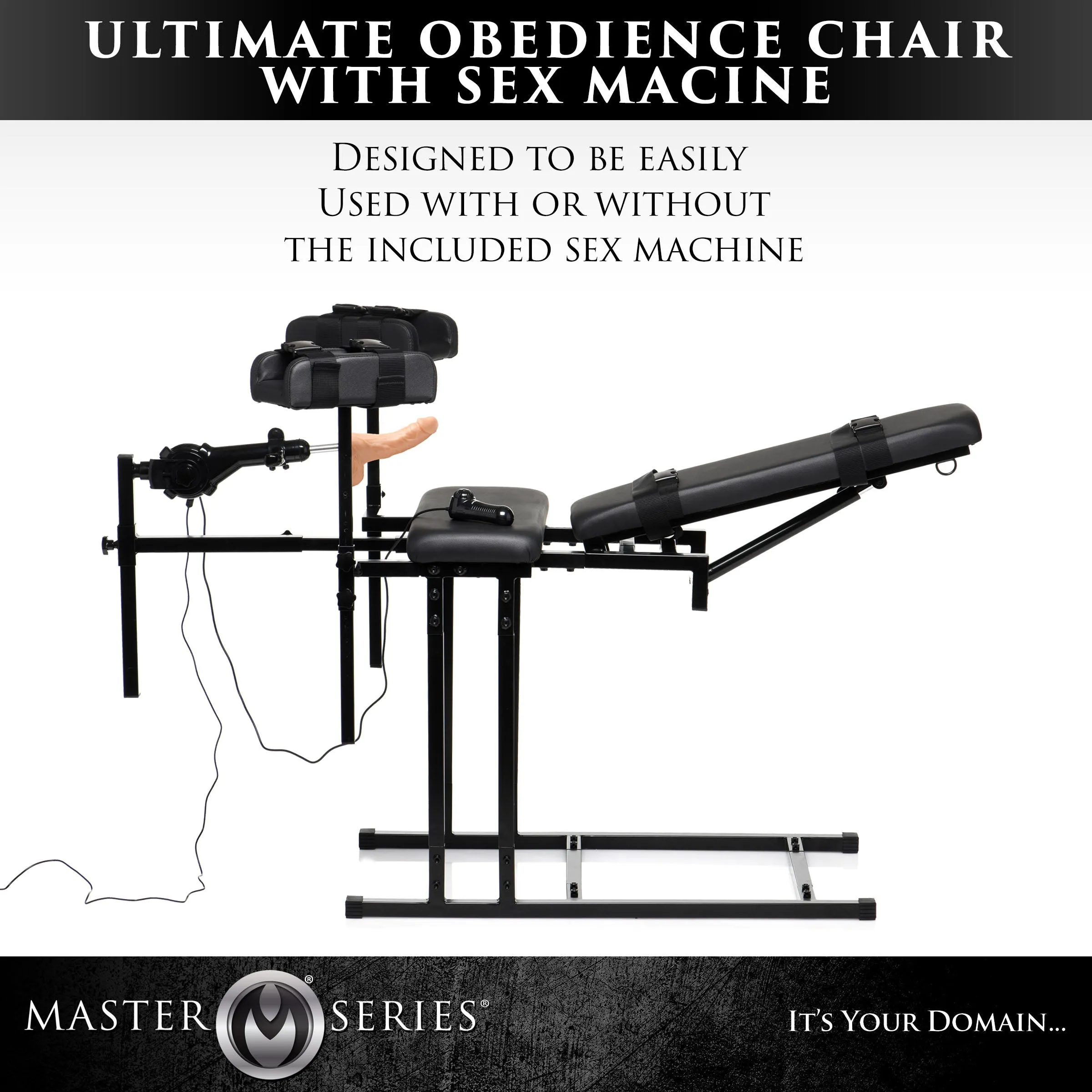 Adjustable Bondage Chair with Sex Machine Attachment