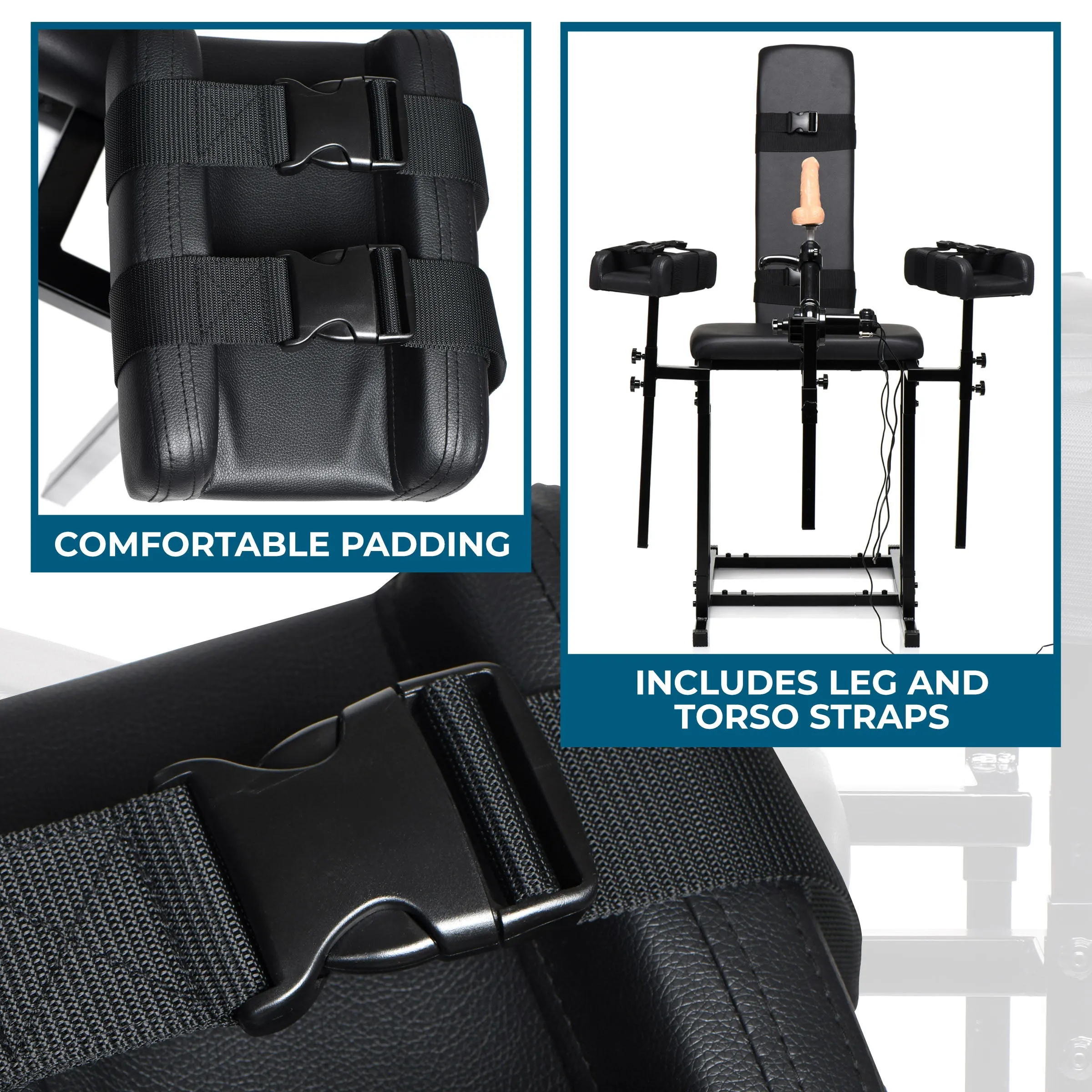 Adjustable Bondage Chair with Sex Machine Attachment