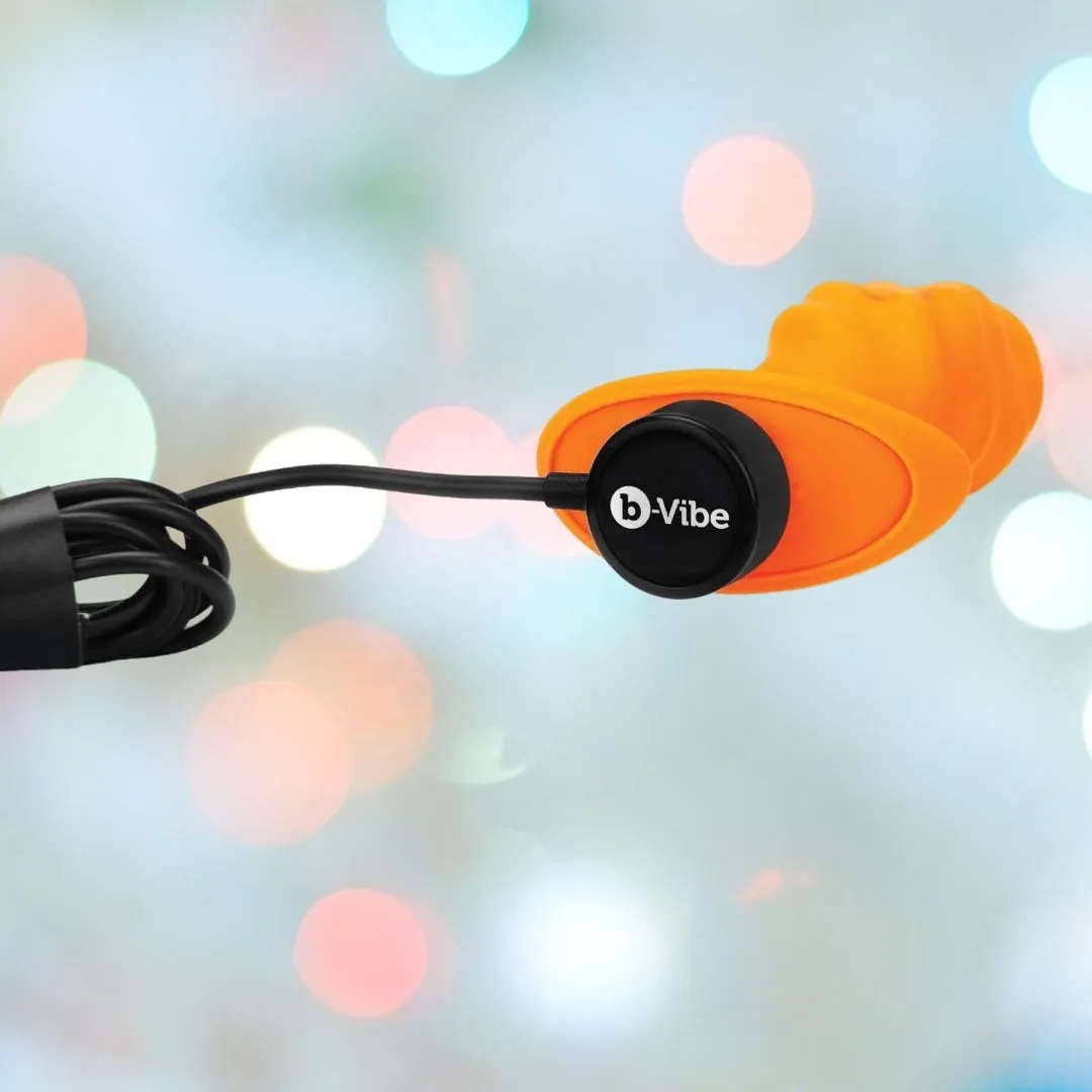 B-Vibe Texture Vibrating Butt Plug Swirl - Orange (Medium)