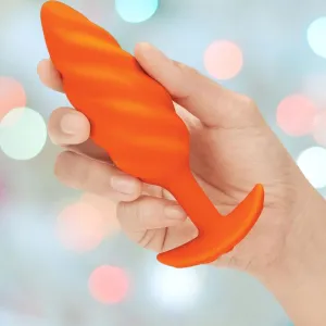 B-Vibe Texture Vibrating Butt Plug Swirl - Orange (Medium)