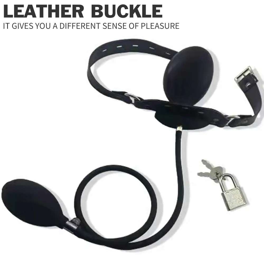 Ball Gag BDSM Toys - Inflatable Butt Plug Leather Buckle Oral Sex Toys