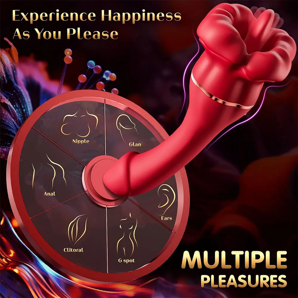 Big Mouth Tongue Clit Stimulator Anal Dildo Rose Toy - Double Clitoral Vibrator G Spot Prostate Massager