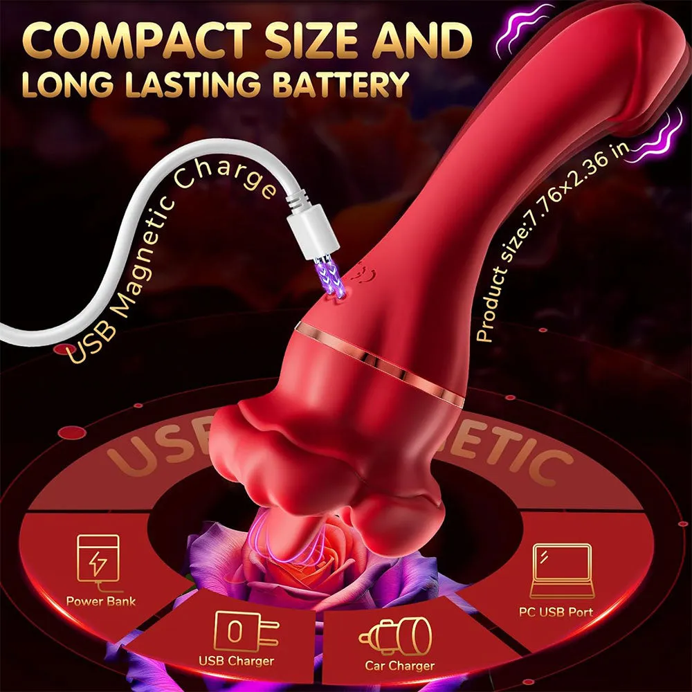 Big Mouth Tongue Clit Stimulator Anal Dildo Rose Toy - Double Clitoral Vibrator G Spot Prostate Massager
