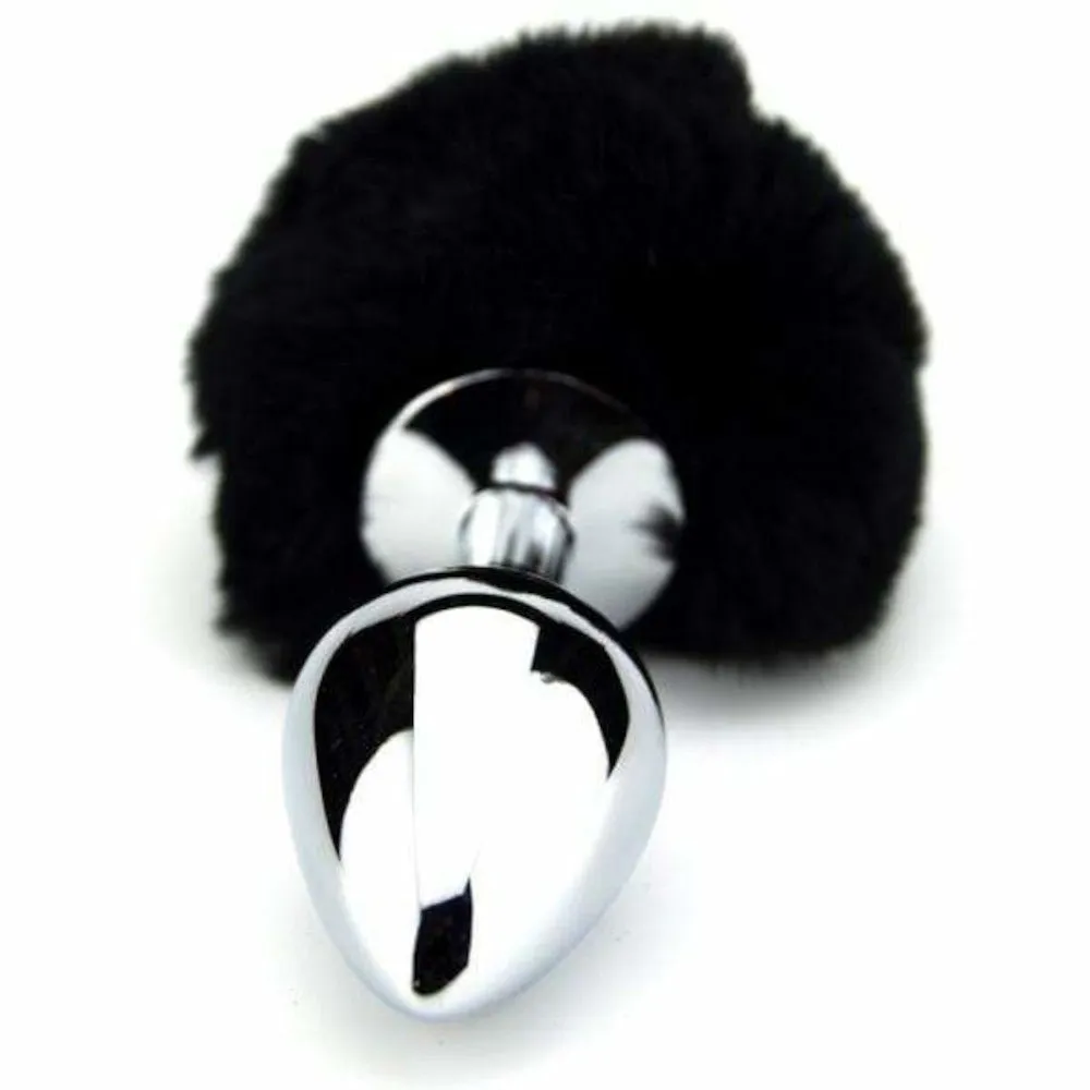 Black Bunny Tail Plug Metal. 3 3 Sizes