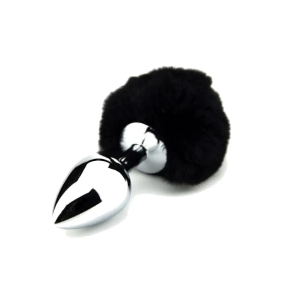 Black Bunny Tail Plug Metal. 3 3 Sizes