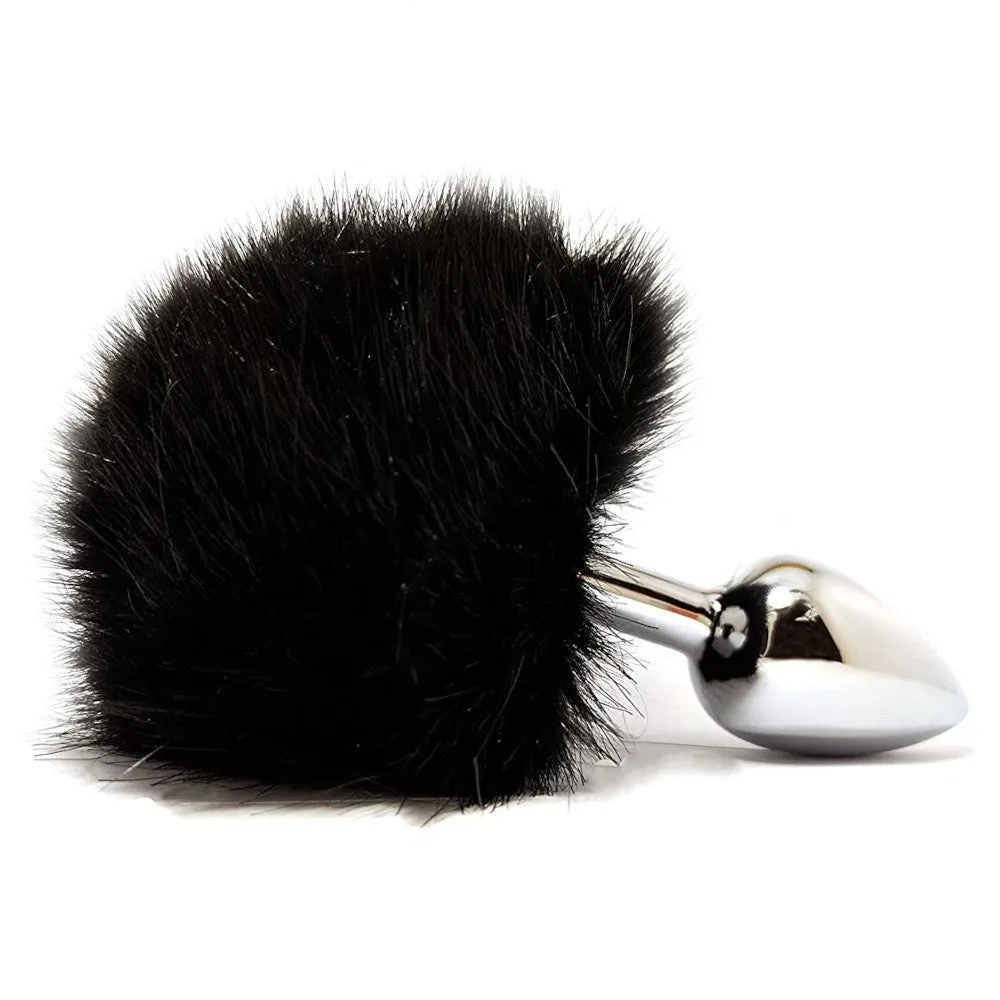 Black Bunny Tail Plug Metal. 3 3 Sizes