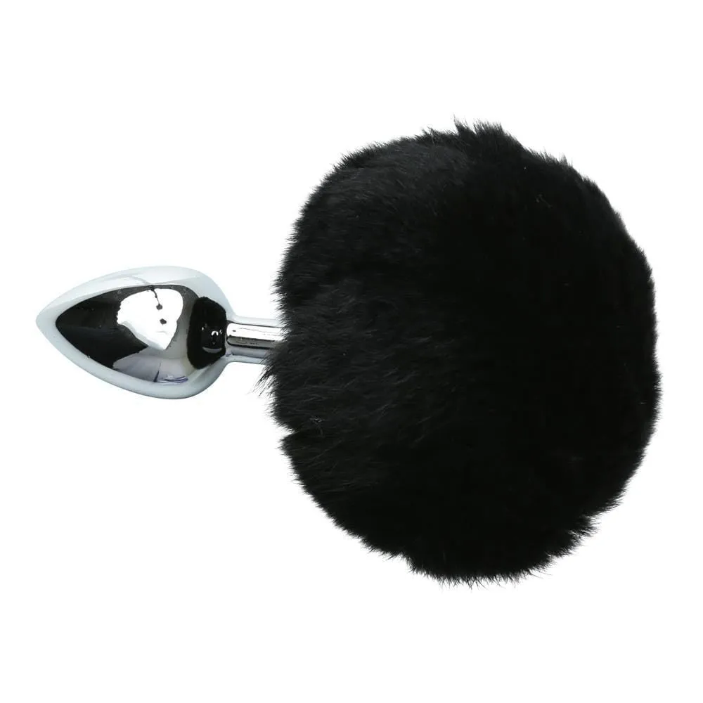 Black Bunny Tail Plug Metal. 3 3 Sizes