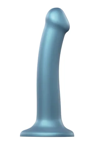 Blue Metallic Shine Flexible Silicone Dildo