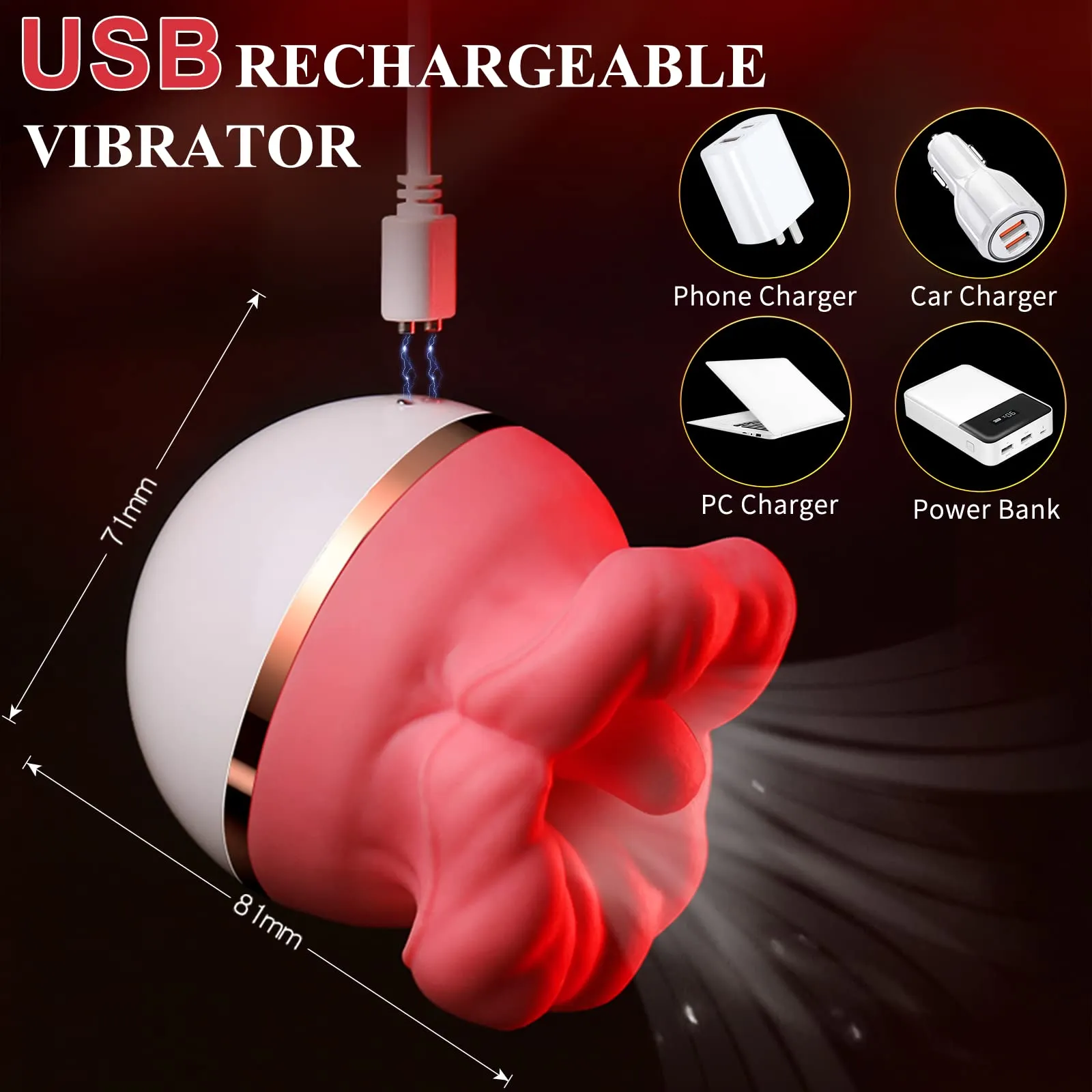 Clit Nipple Clamp Vibrator - Big Oral Sucking Licking Rose Sex Toys for Women