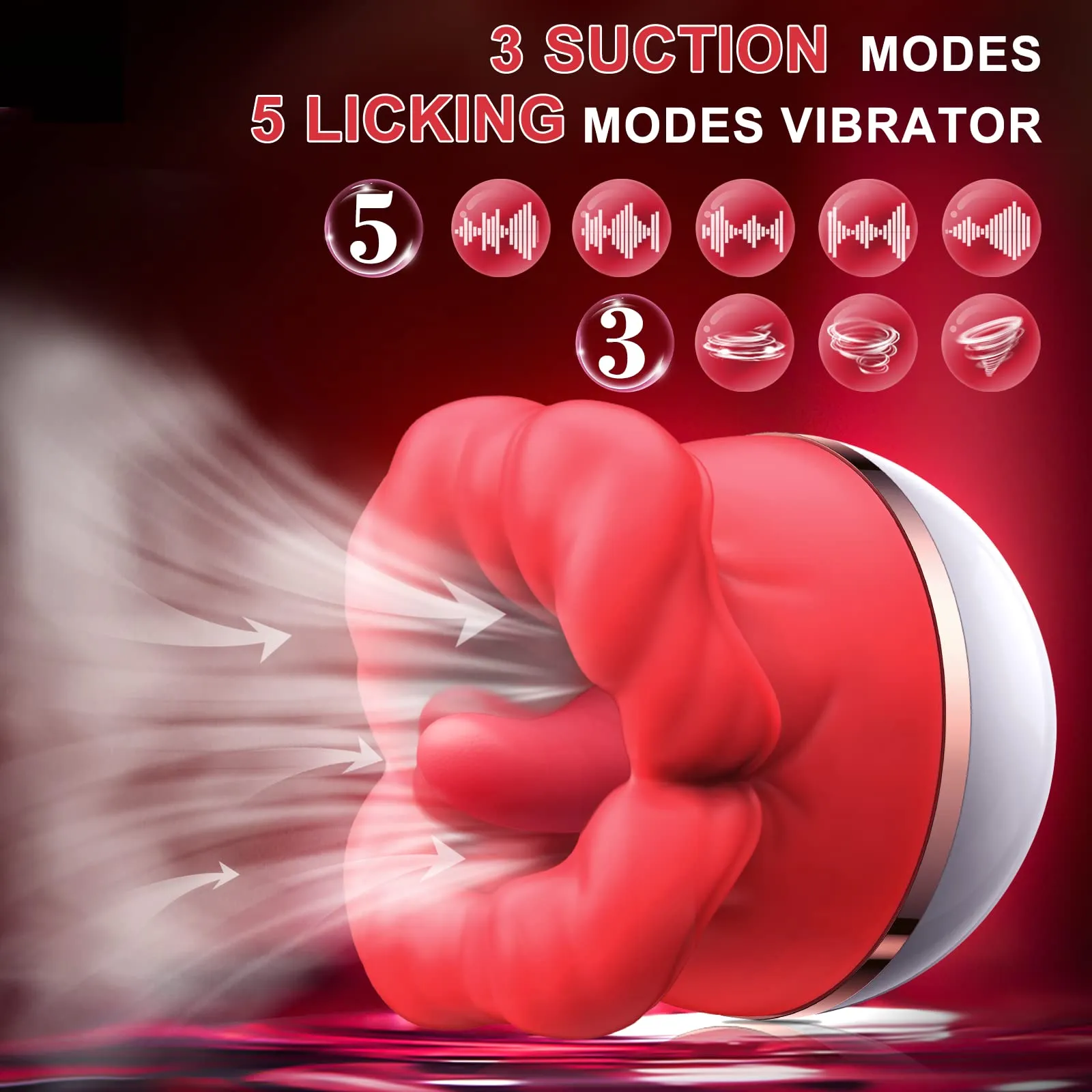 Clit Nipple Clamp Vibrator - Big Oral Sucking Licking Rose Sex Toys for Women