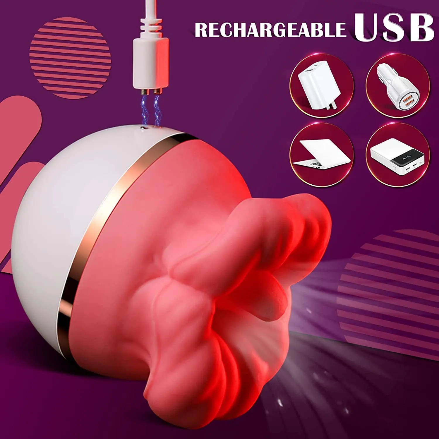 Clit Nipple Clamp Vibrator - Big Oral Sucking Licking Rose Sex Toys for Women