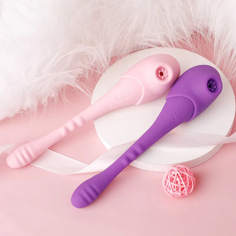 Clit Sucker Finger Prostate Massager - Double End Clitoral G Spot Vibrator