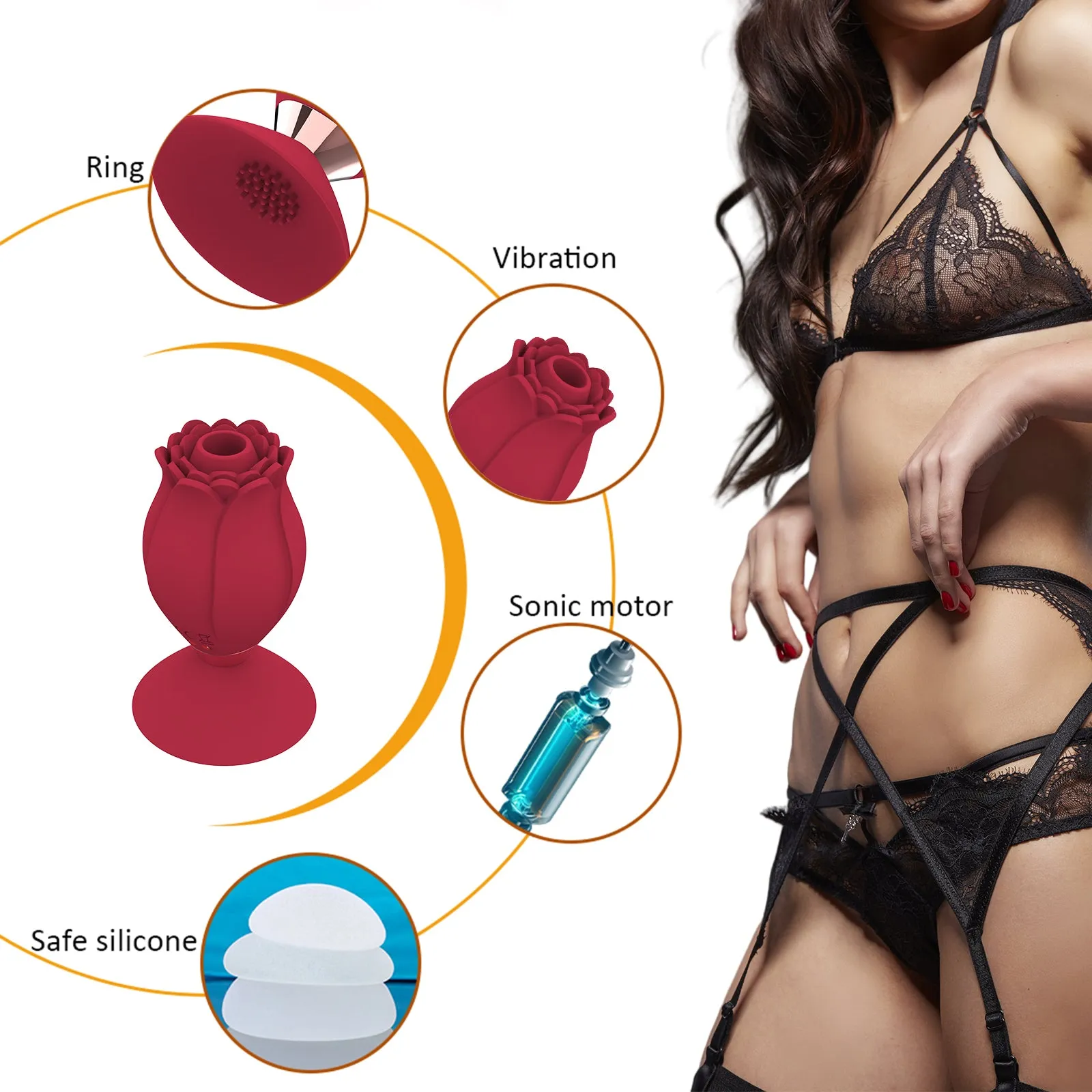 Clit Sucking Suction Cup Rose Toys - Powerful Nipple Clit Sucker Stimulation