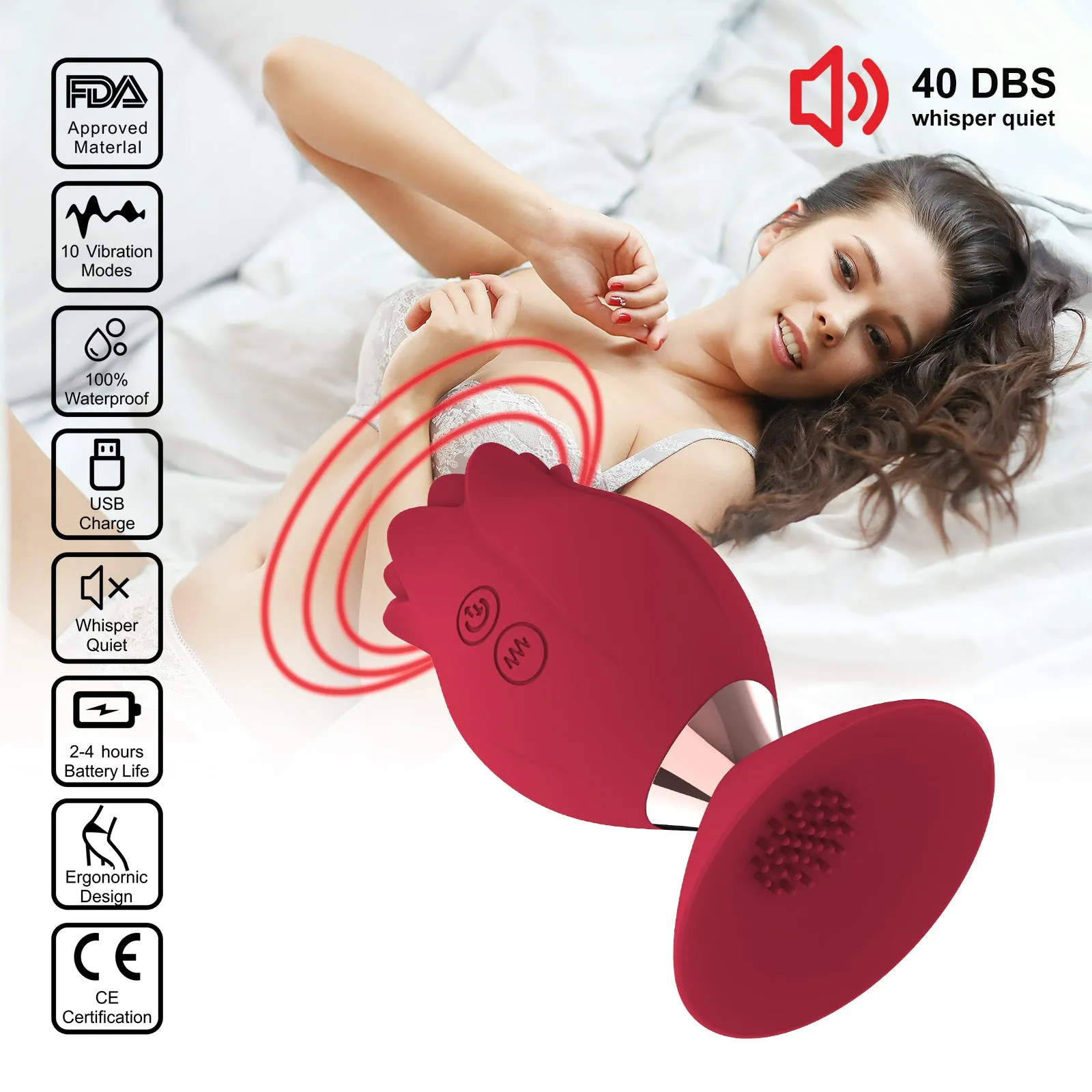 Clit Sucking Suction Cup Rose Toys - Powerful Nipple Clit Sucker Stimulation