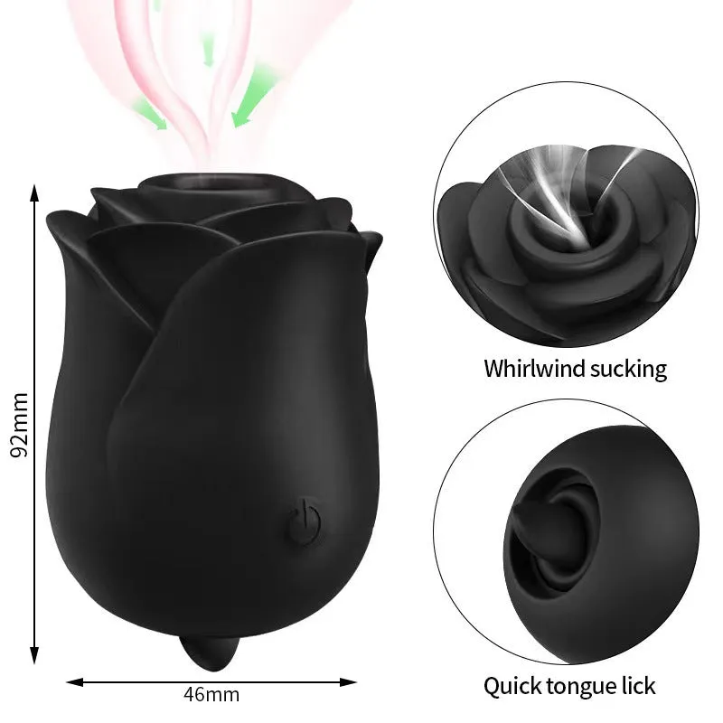 Clit Sucking Tongue Licking Rose Toy - Handheld Women Vibrator