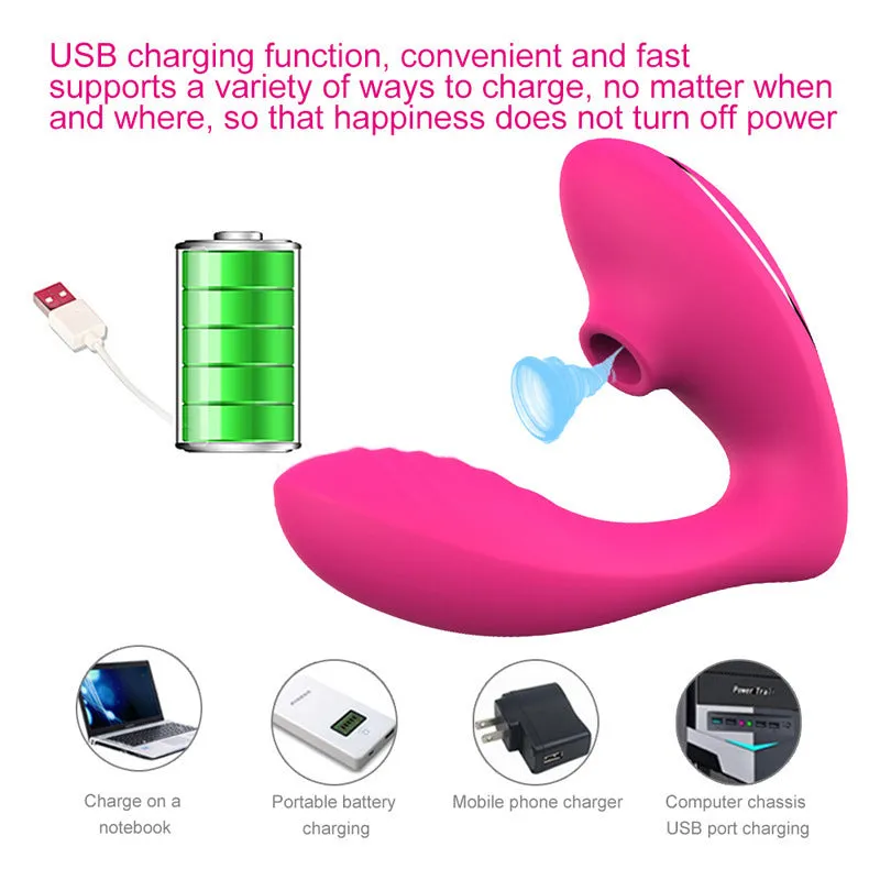 Clit Sucking Vibrating Anal Dildo - Double End Clitroral G Spot Prostate Massager