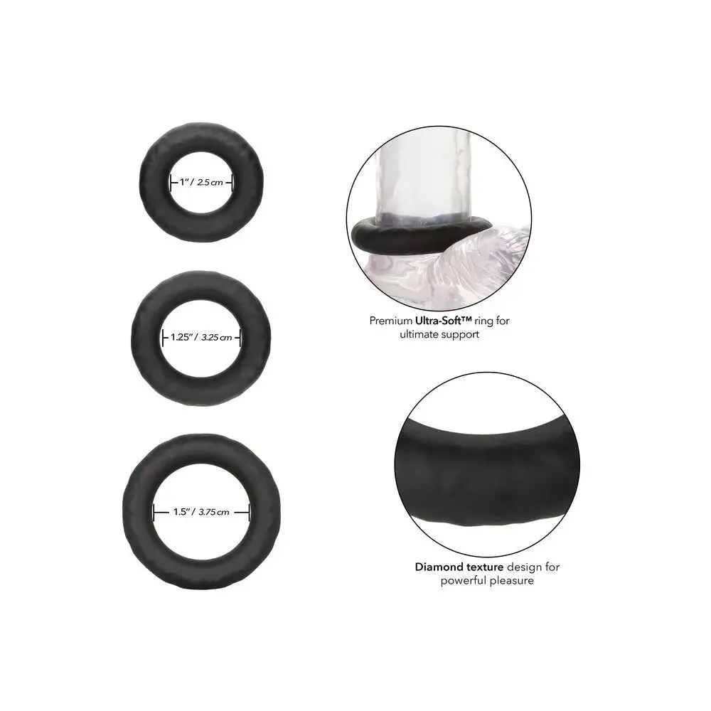 Colt Silicone Black Stretchy Ultra Soft Cock Ring Set