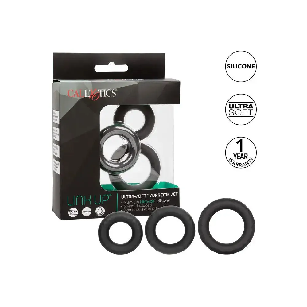 Colt Silicone Black Stretchy Ultra Soft Cock Ring Set