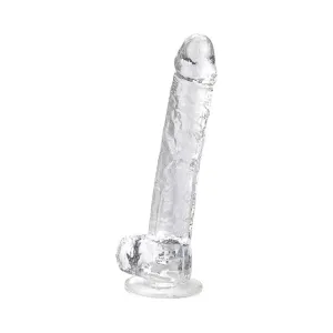 Dildo LOVING JOY 11 Dildo with Balls. design realist cu testicule. bază cu ventuză. lungime 28 cm. transparent