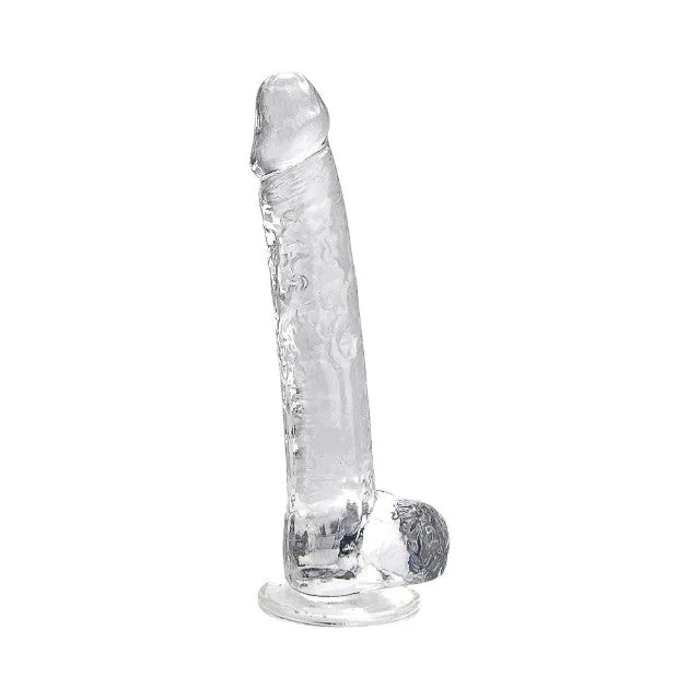 Dildo LOVING JOY 11 Dildo with Balls. design realist cu testicule. bază cu ventuză. lungime 28 cm. transparent
