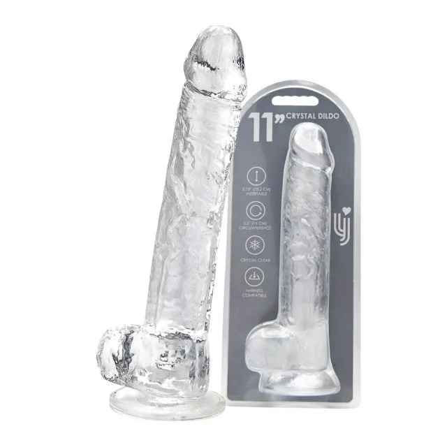 Dildo LOVING JOY 11 Dildo with Balls. design realist cu testicule. bază cu ventuză. lungime 28 cm. transparent