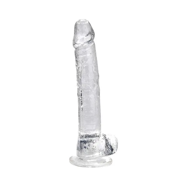 Dildo LOVING JOY 11 Dildo with Balls. design realist cu testicule. bază cu ventuză. lungime 28 cm. transparent