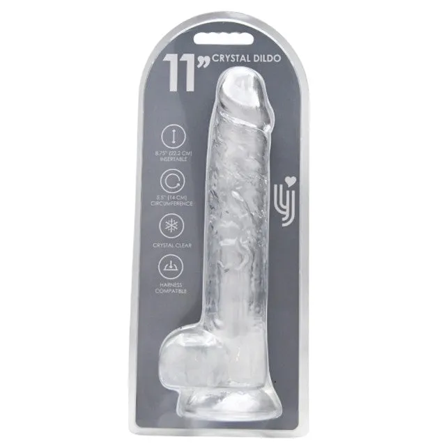 Dildo LOVING JOY 11 Dildo with Balls. design realist cu testicule. bază cu ventuză. lungime 28 cm. transparent