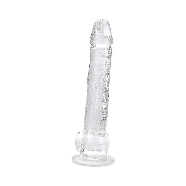 Dildo LOVING JOY 11 Dildo with Balls. design realist cu testicule. bază cu ventuză. lungime 28 cm. transparent