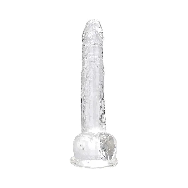 Dildo LOVING JOY 11 Dildo with Balls. design realist cu testicule. bază cu ventuză. lungime 28 cm. transparent
