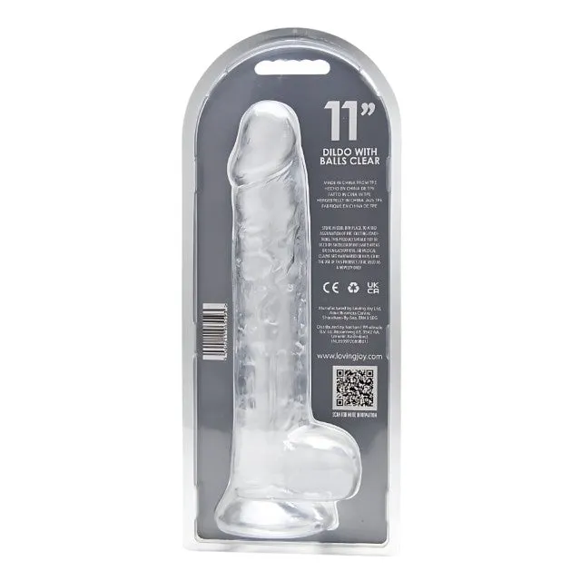 Dildo LOVING JOY 11 Dildo with Balls. design realist cu testicule. bază cu ventuză. lungime 28 cm. transparent