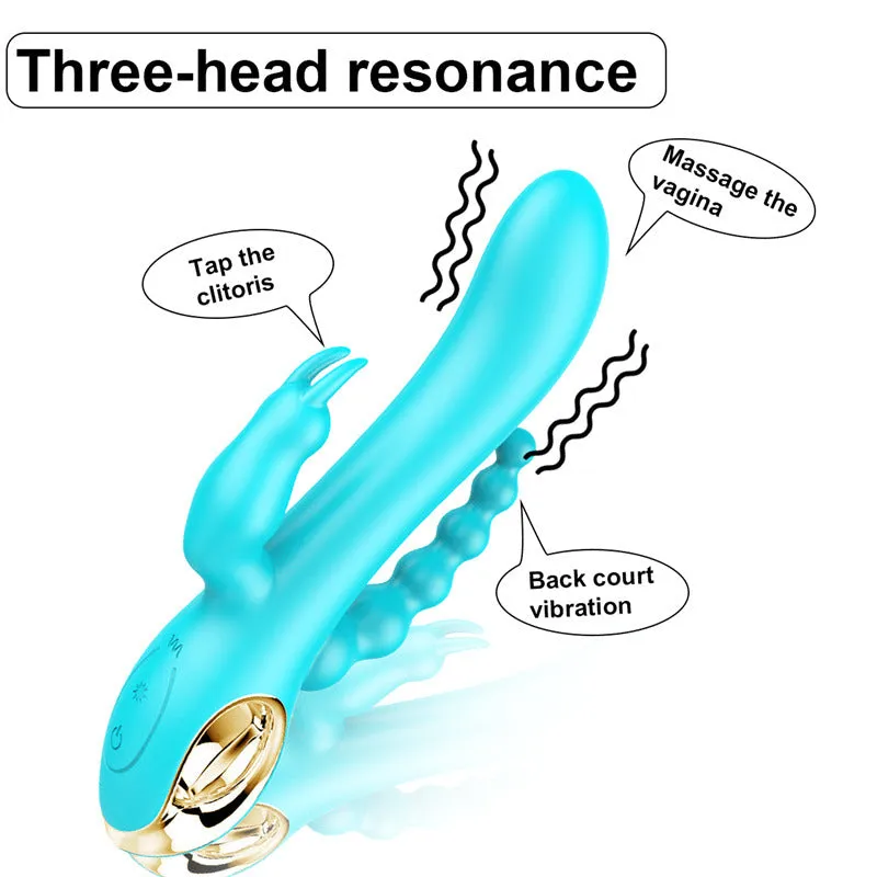 Domlust Three-Head Dragon Vibrator- G-spot Rabbit Beads Anus Stimulation 3-in-1 Female Sex Toys
