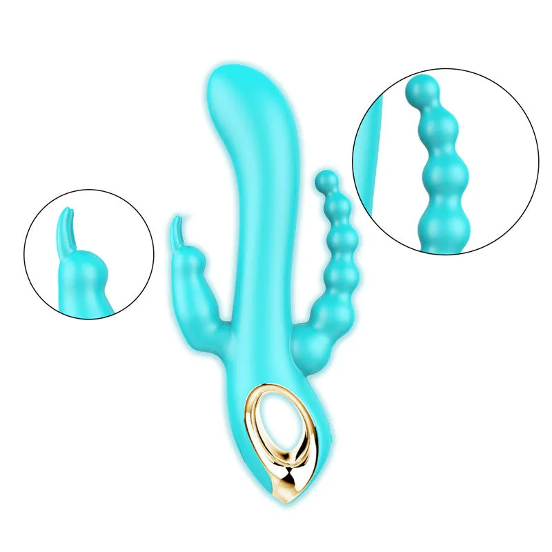 Domlust Three-Head Dragon Vibrator- G-spot Rabbit Beads Anus Stimulation 3-in-1 Female Sex Toys