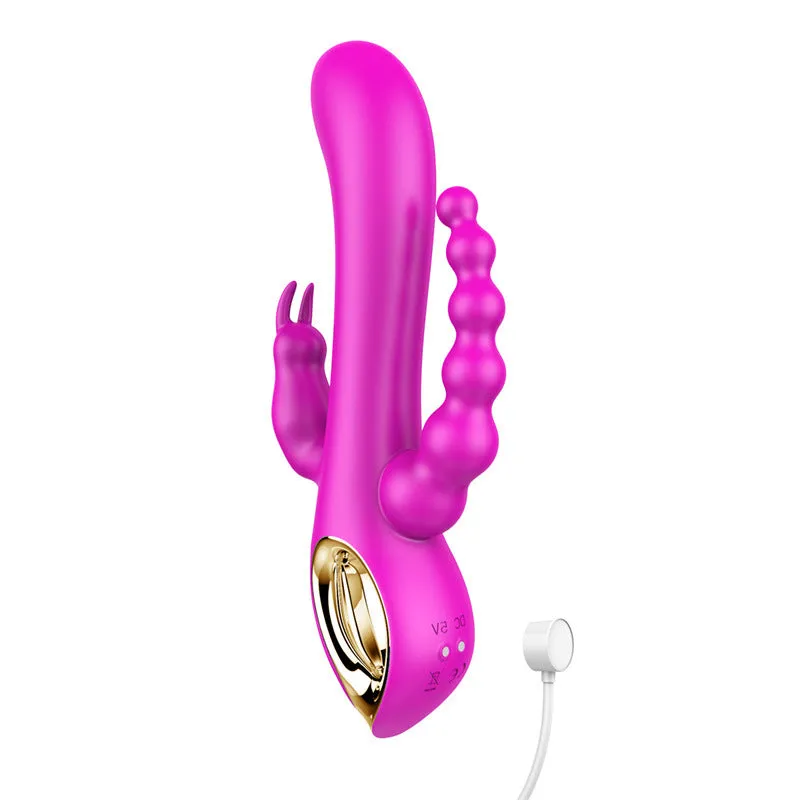 Domlust Three-Head Dragon Vibrator- G-spot Rabbit Beads Anus Stimulation 3-in-1 Female Sex Toys