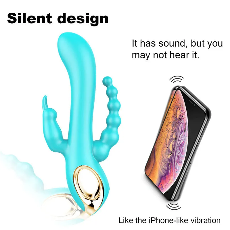 Domlust Three-Head Dragon Vibrator- G-spot Rabbit Beads Anus Stimulation 3-in-1 Female Sex Toys