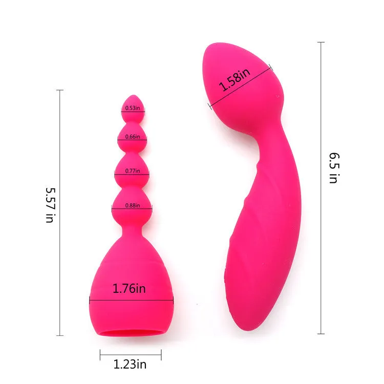 Double End Anal Dildo G Spot Vibrator - Changeable Clit Stimulator Anal Beads Prostate Massager