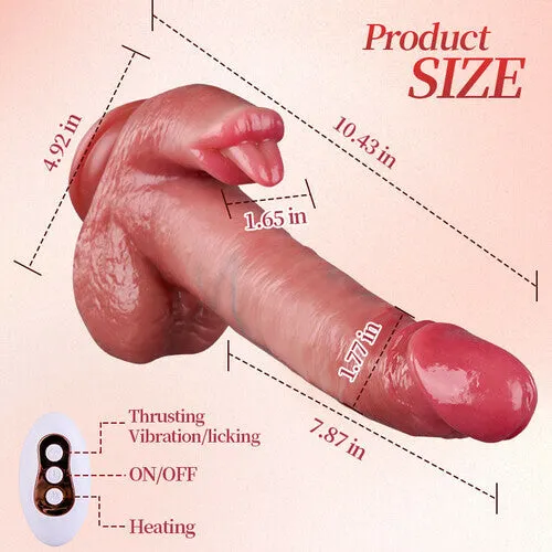 Double End Realistic Dildo - Remote Control Thrusting Butt Plug Clit Licking Masturbation
