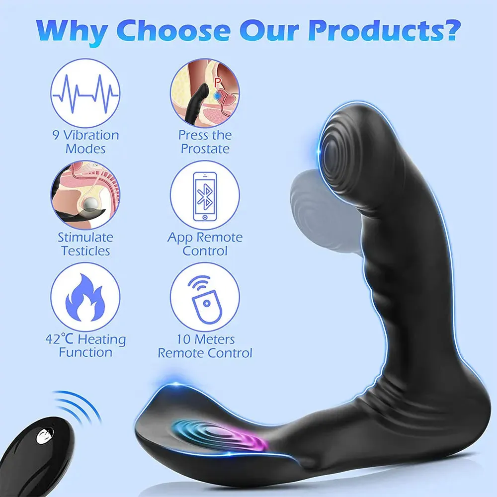Dual End Prostate Massager - App Remoter Control Swing Vibraing Male Anal Toys